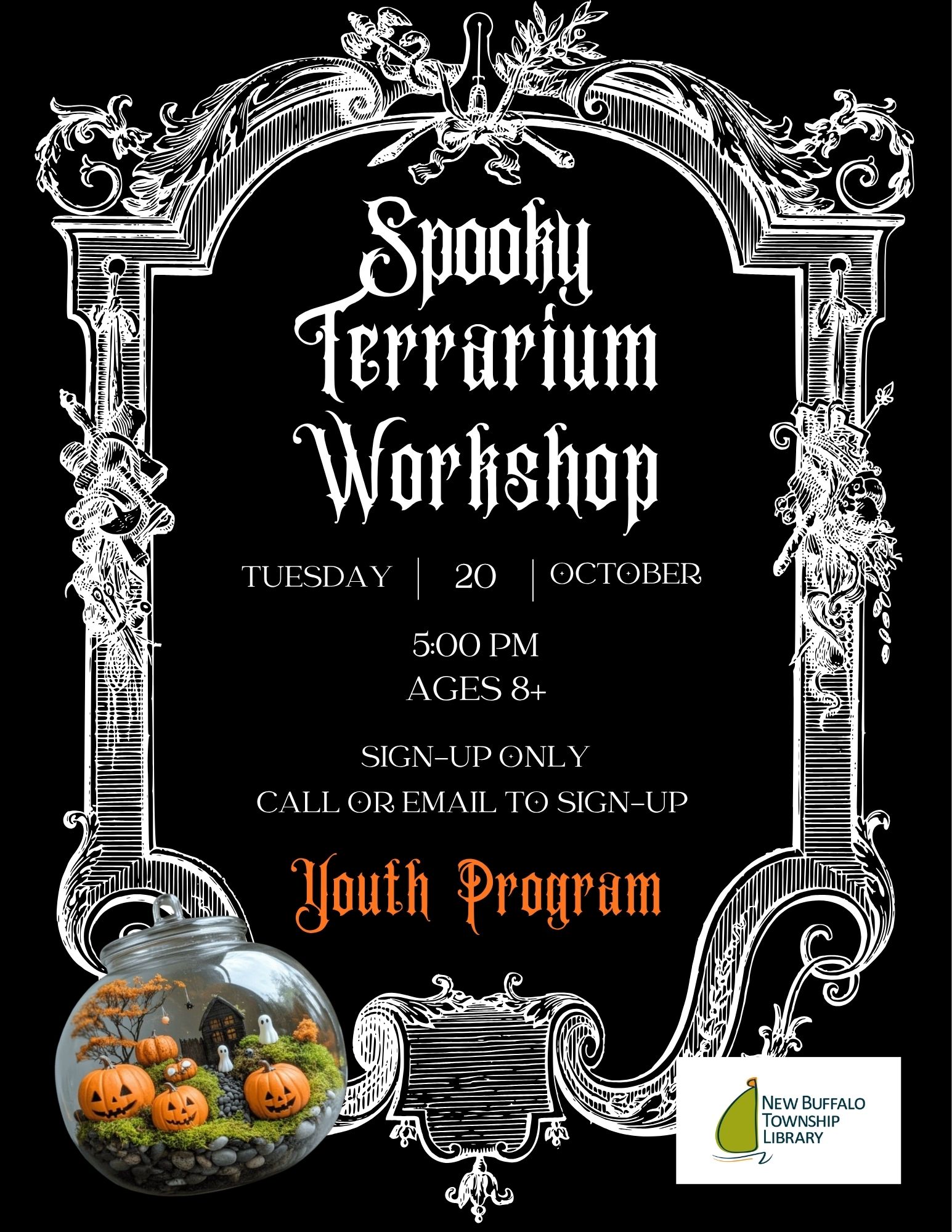 black white vintage halloween party poster (1)