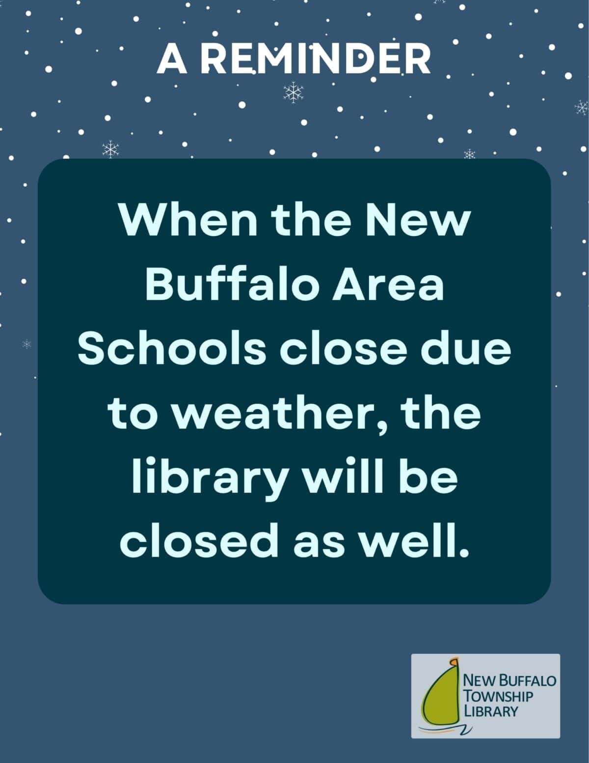 blue modern closed due to weather flyer