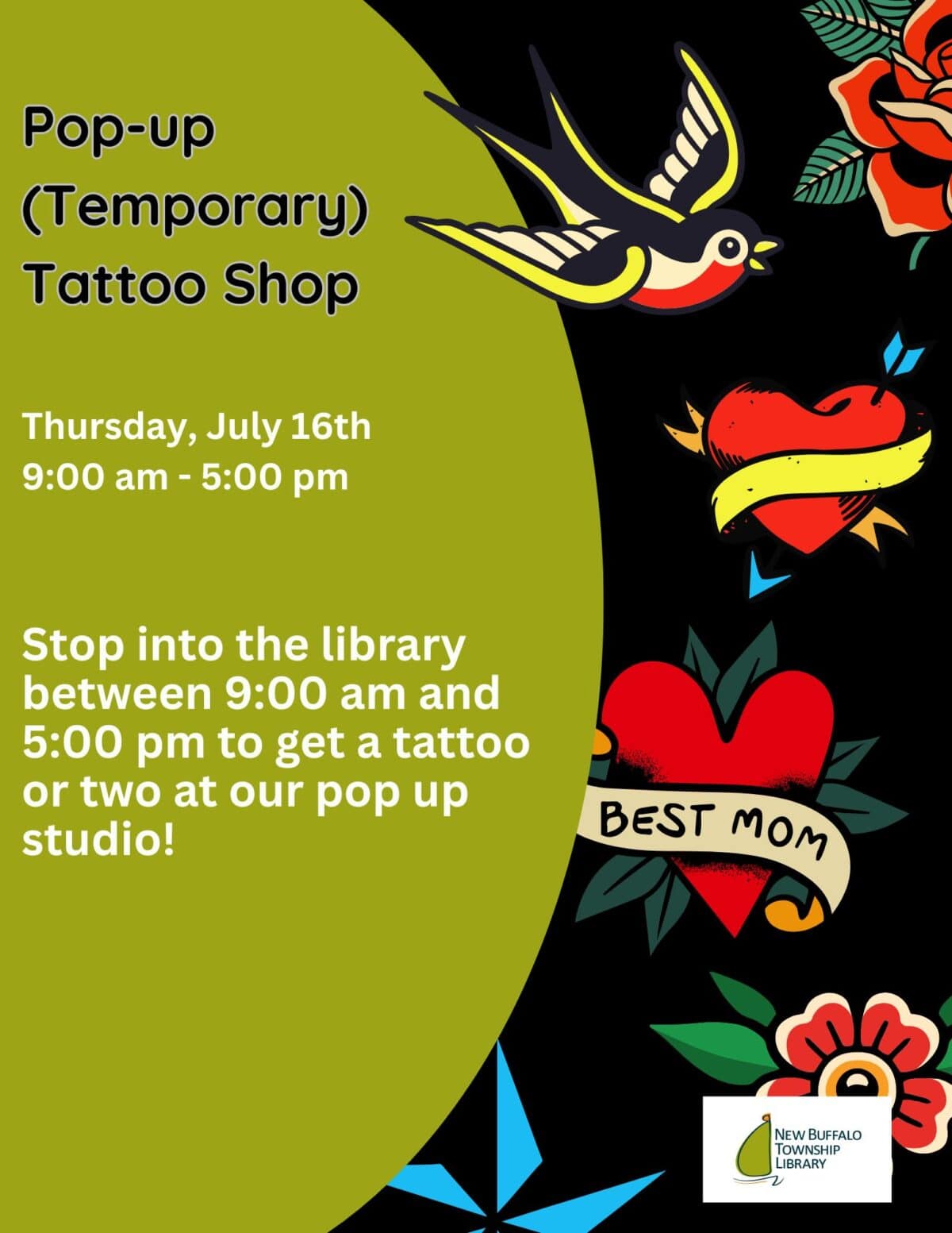 pop up (temporary) tattoo shop 8.5 x 11