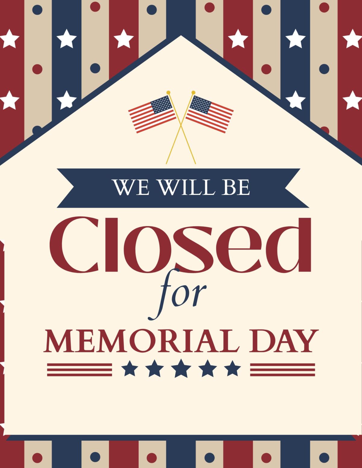 red white and blue traditional memorial day flyer