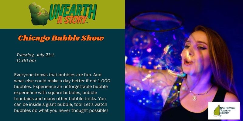 summer reading 2026 chicago bubble show facebook event cover (800 x 400 px)