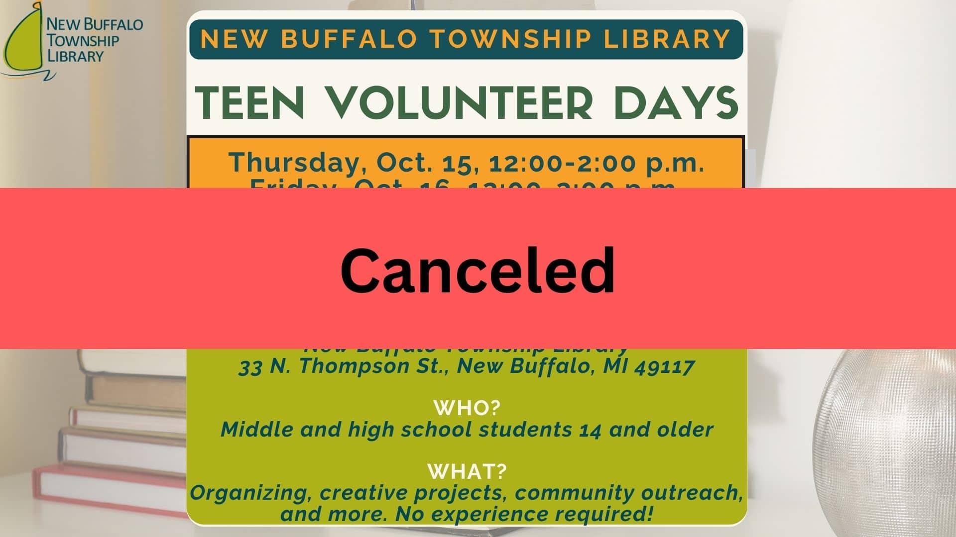 Teen Volunteer Day - CANCELED